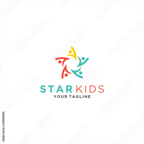 Star Kids logo design template