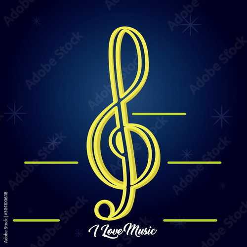 Treble clef image on a colored background - Vector