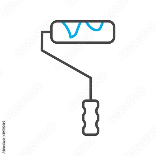Paint Roller Icon Isolated On Abstract Background