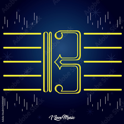 Alto and tenor clef icon on a colored background - Vector