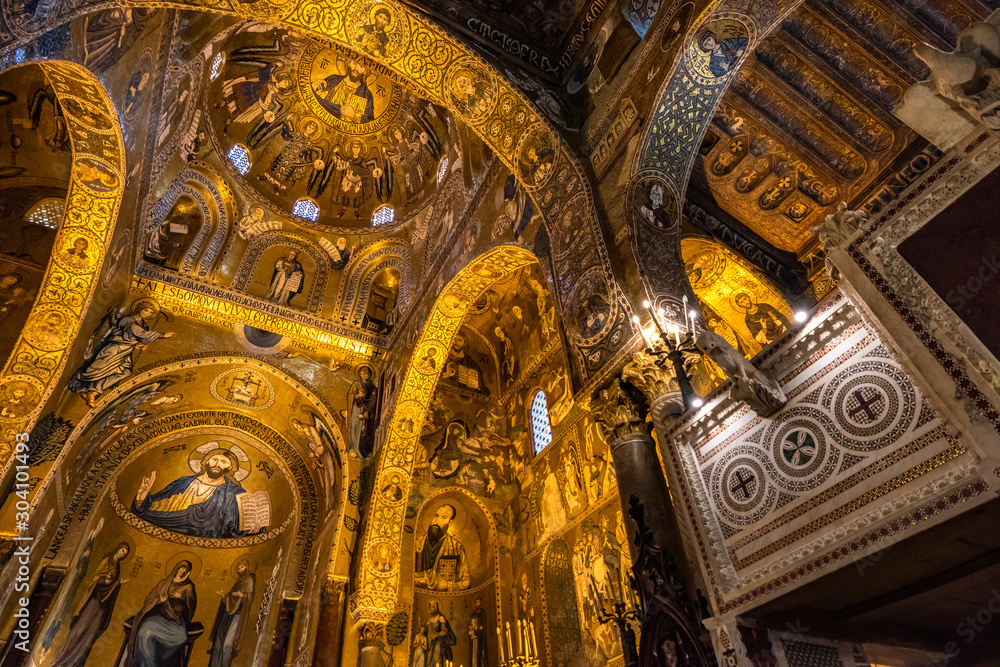 Interior of the Palatine Chapel of Palermo, Sicily, Italy