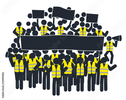 picto foule manifestation gilets jaunes