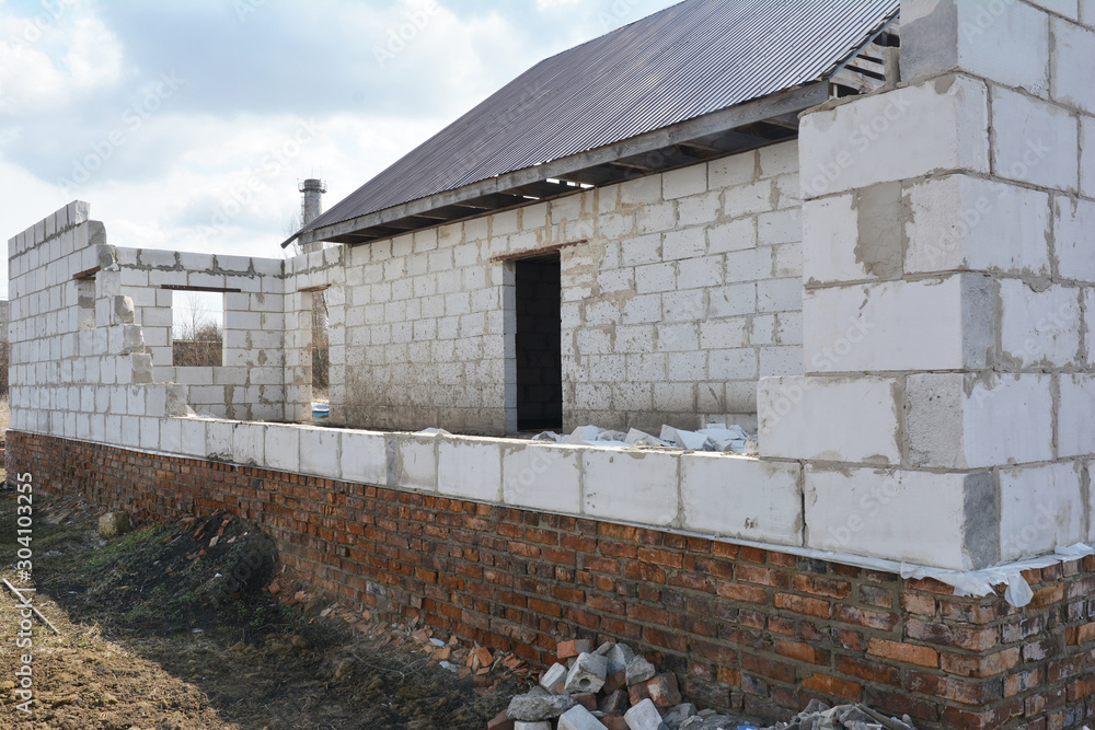 Bad construction destroys a house wall, consruction defects from ...