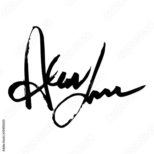 Unreadable handwriting font signature text on white background
