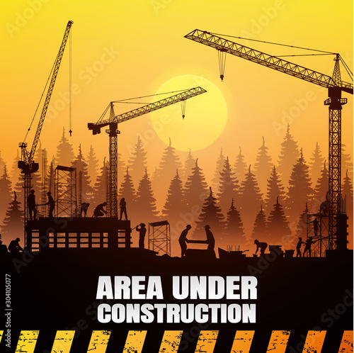 Construction silhouette vector background.