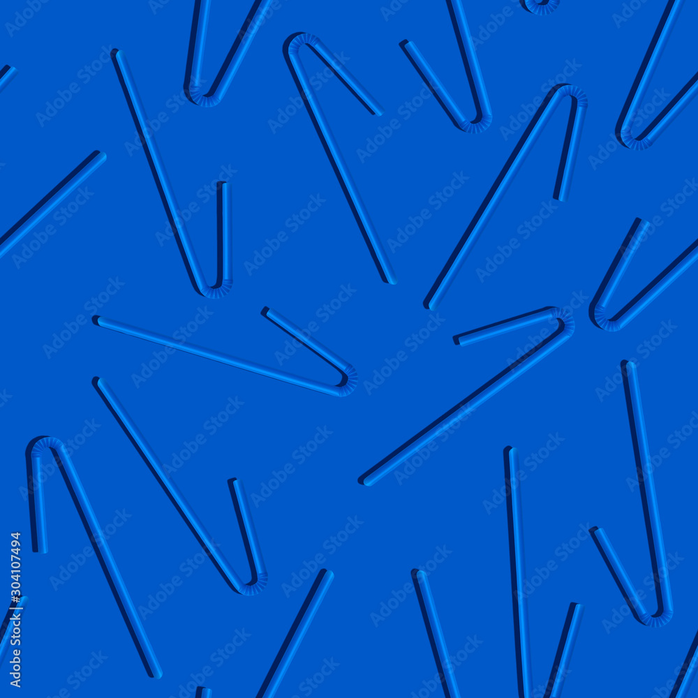 Modern minimal creative seamless monochrome pattern of plastic straws on a blue background.Photography collage.Top view,flat lay.Zero waste,save the planet,danger of plastic concept.Square image Modern minimal creative seamless monochrome pattern of plastic straws on a blue background.Photography collage.Top view,flat lay.Zero waste,save the planet,danger of plastic concept.Square image