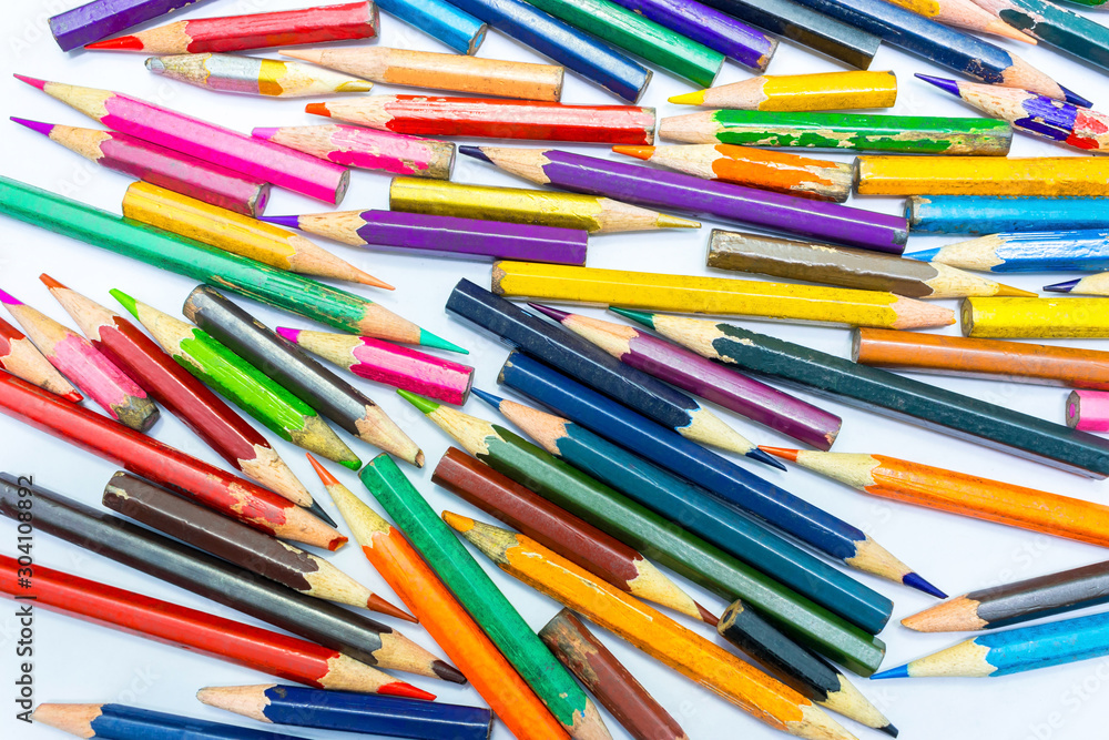 Colored pencils on white paper Colored pencils on white paper