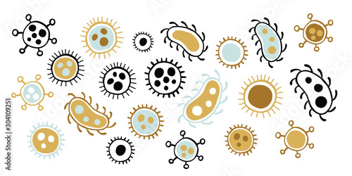bacteria virus medical illustration, scandinavian