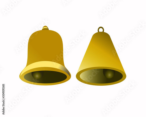 Vector golden bell isolated on white background