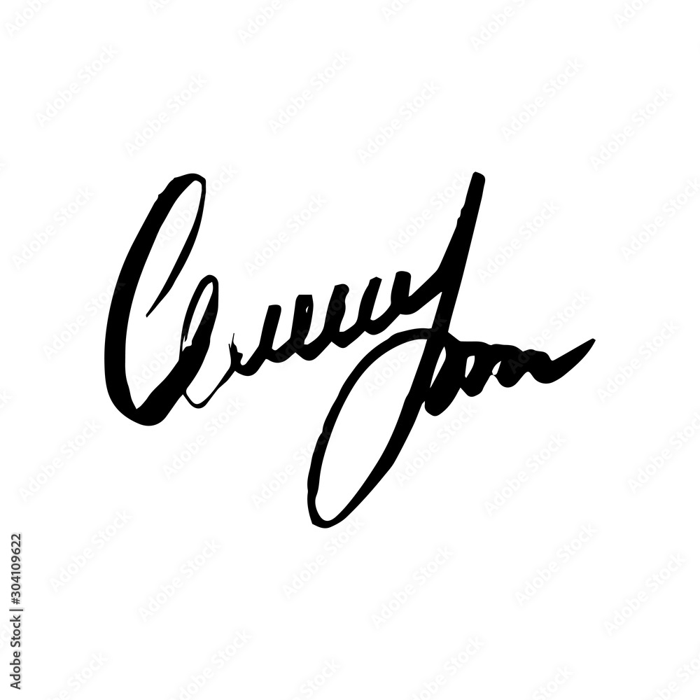 Unreadable handwriting font signature text on white background Stock ...