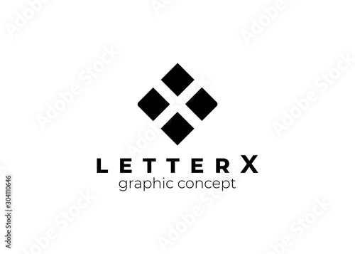 letter X logo vector. Geometric x form logotype.