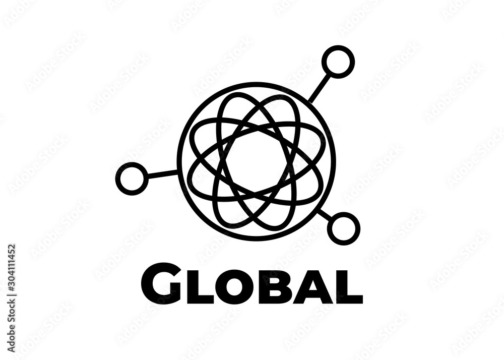 Global Icon Logo Design. Digital vector logotype. Global connect logo - obrazy, fototapety, plakaty 