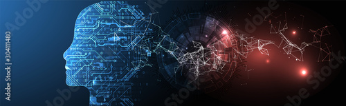 Artificial Intelligence concept.  Creative brain concept background. Vector science illustration.