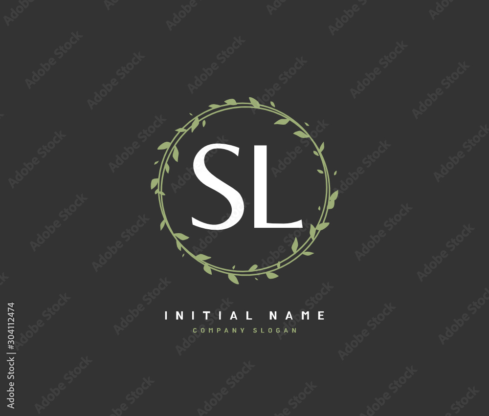 S L SL Beauty vector initial logo, handwriting logo of initial signature, wedding, fashion, jewerly, boutique, floral and botanical with creative template for any company or business.