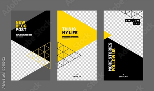 Set of minimalistic stories for social media. Pack for creating your unique content. Social media story mockup.