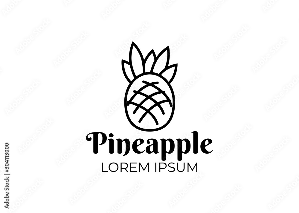 Pineapple logo vector. Tropical pineapple abstract icon Pineapple logo vector. Tropical pineapple abstract icon
