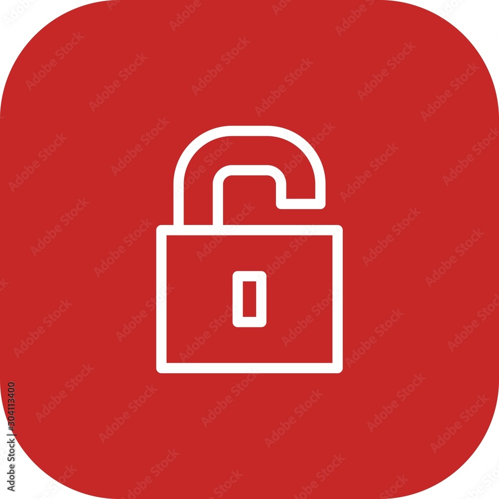 Round Corner Unlock Icon With White Background Round Corner Unlock Icon With White Background