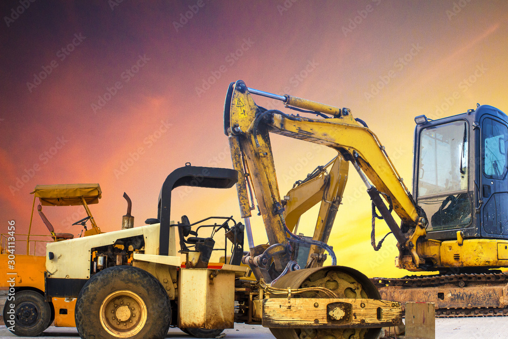 excavator on construction site excavator on construction site