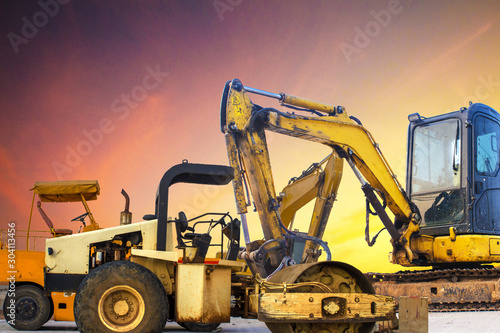 excavator on construction site