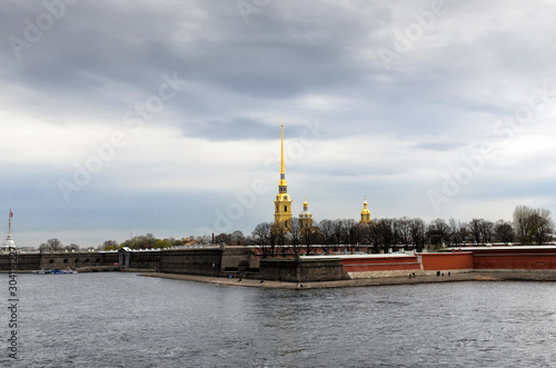 PETERSBURG, RUSSIA-May 5, 2015: Paul and Peter or Petropavlovskaya fortress. View from the river