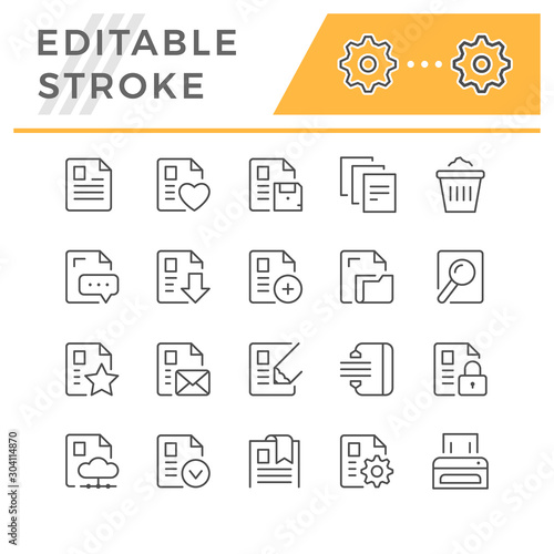 Set editable stroke line icons of document