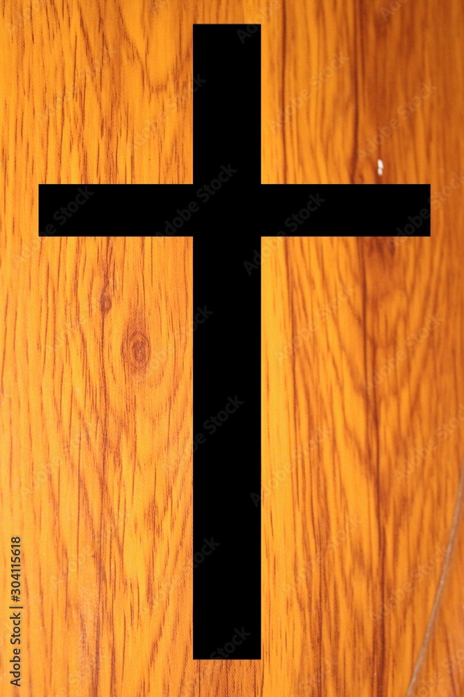 cross symbol  on wooden background