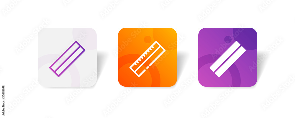 ruler outline and solid icon in smooth gradient background button ruler outline and solid icon in smooth gradient background button