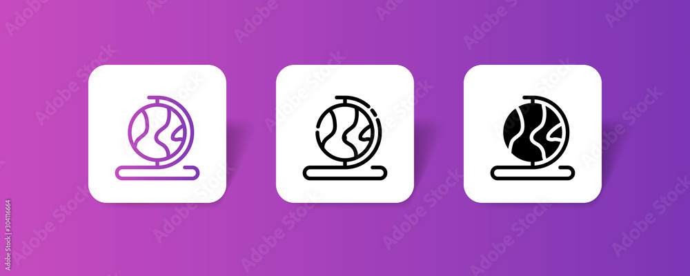 globe outline and solid icon in smooth gradient background button