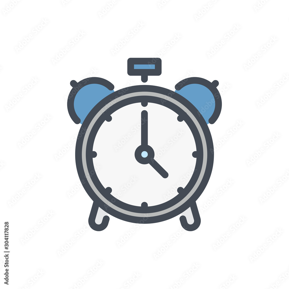 Alarm clock color line icon. Classic bell watch vector outline colorful sign. Alarm clock color line icon. Classic bell watch vector outline colorful sign.