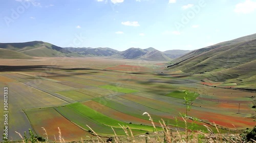 Mount Vettore and the plain of Castelluccio di Norcia, the Sibillini Mountains in Italy