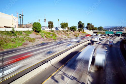 Los Angeles, California - Traffic on Interstate 5, I-5 Highway view from N Broadway – Long Exposure