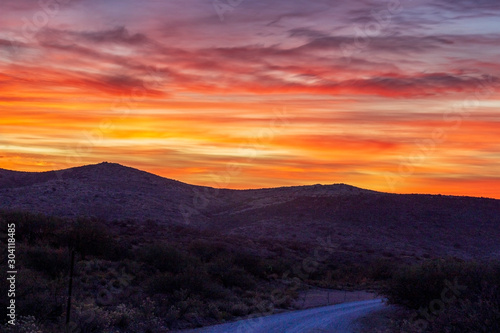 Sunrise Skies On High Desert Road In Arizona