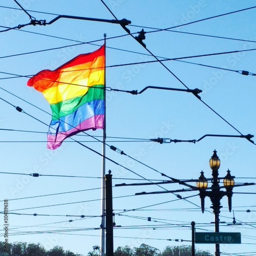 Canvas Print LGBT flag, colorful flag on the street in Castro district