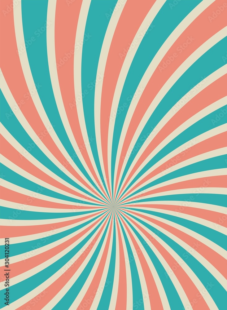 Fototapeta premium Sunlight vertical retro faded background. blue and red color burst background.