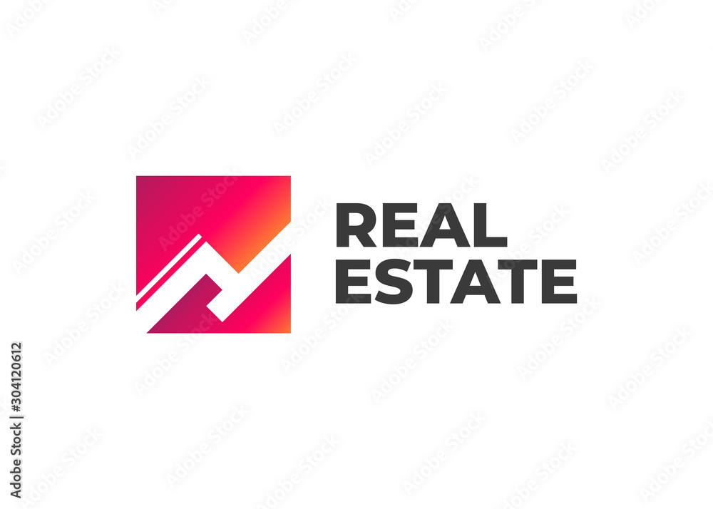 Obraz premium Logo of group homes or real estate. Real Estate, Building and Construction Logo Vector Design