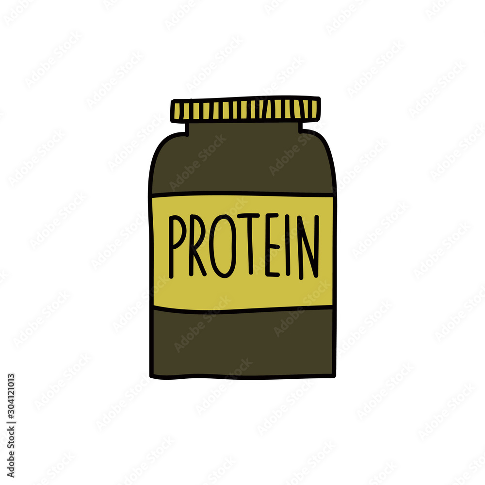 Obraz premium protein powder doodle icon, vector illustration