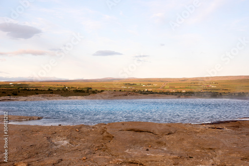 Geysir destrict in the south of Iceland.The Strokkur Geyser erupting at the Haukadalur geothermal area, part of the golden circle, Iceland, Europe