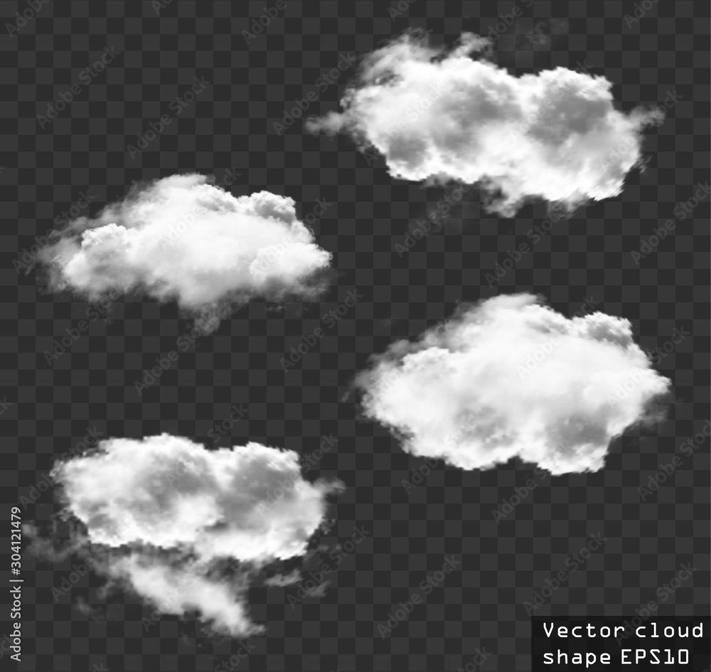 Clouds vector set, cloud shapes illustration - obrazy, fototapety, plakaty 