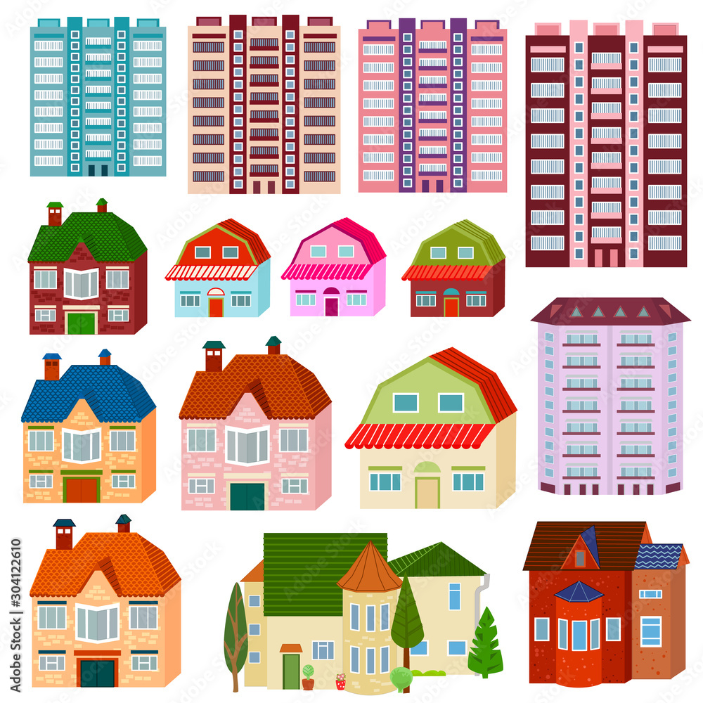 collection of colorful sweet houses for your design