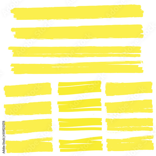 Highlight yellow strokes. Highlight marker stroke. Marker pen highlight