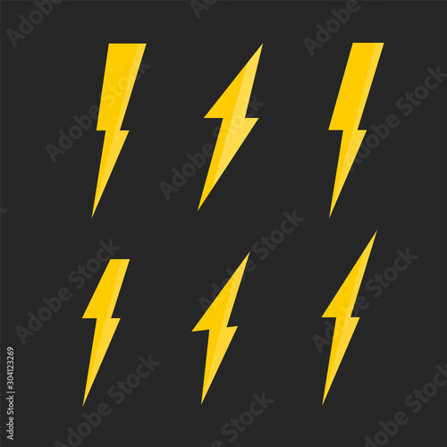 Lightning vector set. Bolt icon and lightning strike. Bolt logo