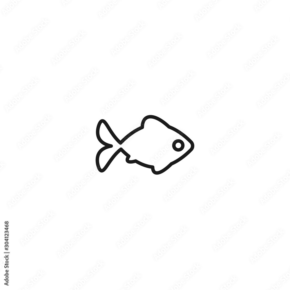 Black fish flat icon isolated on white. Vector illustration. fishery, fishing Black fish flat icon isolated on white. Vector illustration. fishery, fishing