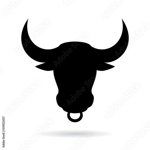 Bull head icon with nose ring, vector illustration isolated on white background