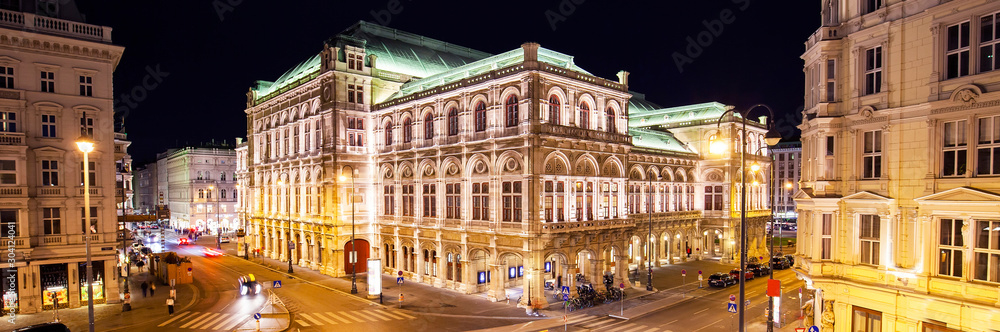 Night Vienna city and State Opera