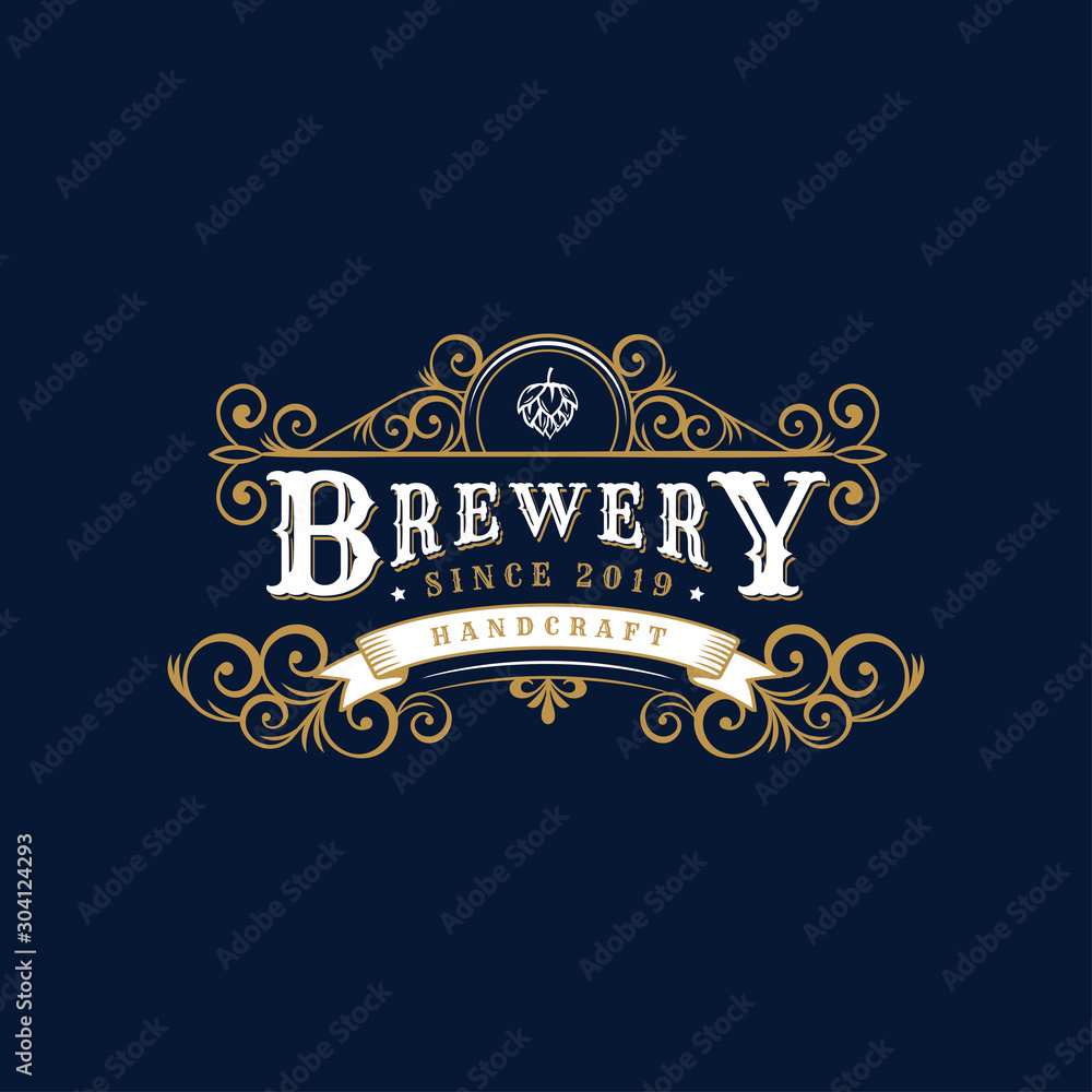 Obraz premium vintage badges brewery shop, emblems and logo