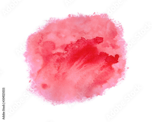 Abstract watercolor background image, isolated on white background. Red tones