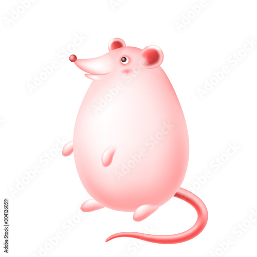 Cute happy cartoon rat character.