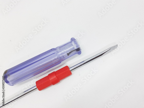 Modern Mechanical Colorful Screwdriver for Mechanic Workshop Tools and Industrial Appliances in White Isolated Background 