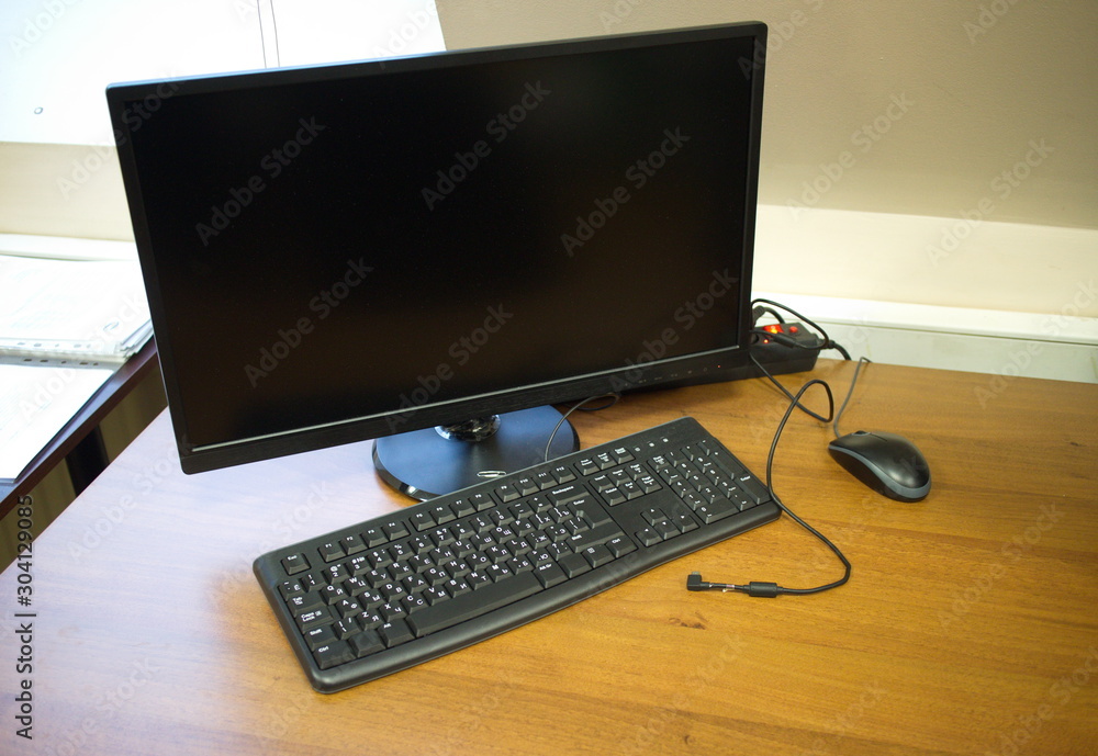 Workplace with lcd monitor, keyboard and mouse Workplace with lcd monitor, keyboard and mouse