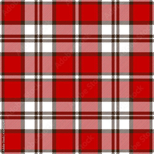 Red, brown and white tartan plaid. Scottish textile pattern.